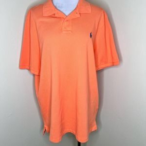 Polo Ralph Lauren Polo Shirt LARGE Mens Neon Orange Classic Fit Short Sleeve